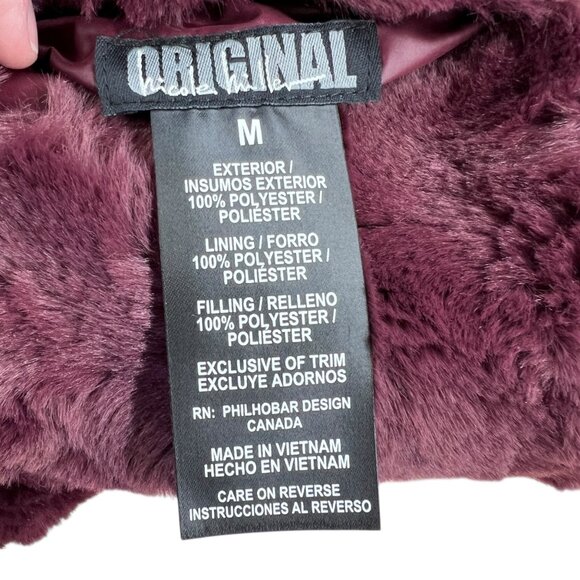 Nicole Miller Reversible Quilted Faux Fur Vest Wine Size Medium NWT - Picture 9 of 12